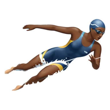 An icon featuring a swimmer in mid-stroke, cutting through the water with a strong, fluid motion. The design includes ripples around the swimmer’s body and a pool lane line in the background, symbolizing speed and technique in swimming. Transparent background highlights the grace sticker