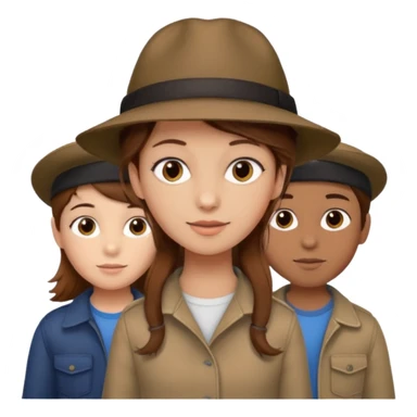 girl with boys and hat sticker