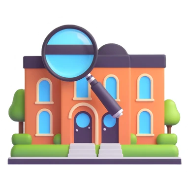 magnifying glass over a beauty salon building sticker