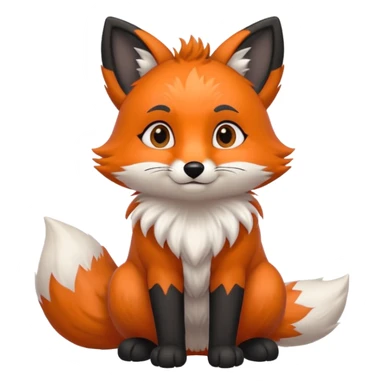 Floofy the Creampuff fox blackish gray fur color chubby Black paws orange color 3 tails sticker