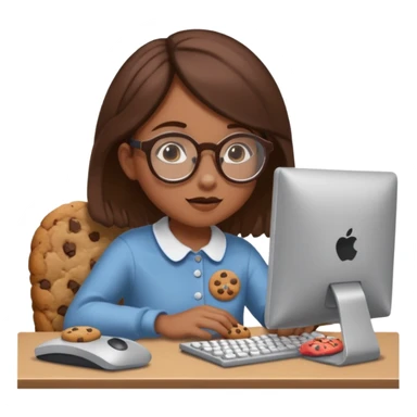 cookie clicker addict girl at computer mexican sticker
