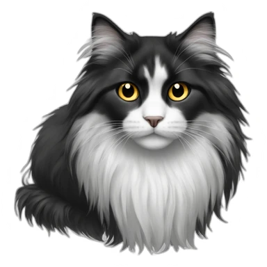 A domestic long hair chat with white and black furr sticker