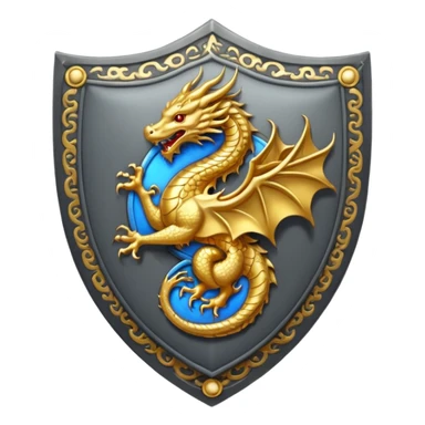 make a grey shield with a gold draging circling a japanese symbol colores sticker