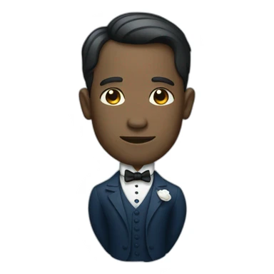 blue butler with little body and big head sticker
