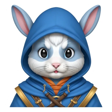 rabbit warrior with hood, blue sticker