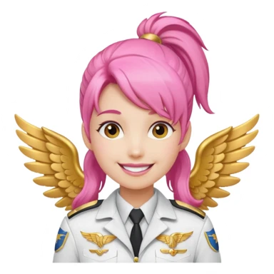 Commander Bloom – pink ponytail pilot in white uniform and gold wings sticker