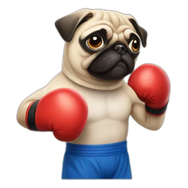 pug with boxing gloves sticker