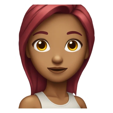 Girl with burgundy red hair and eye lashes and tanned skin sticker