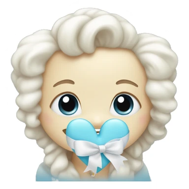 cute light blue heart with white bow sticker