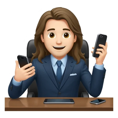 office-boss-suit-excited-phone-desk-long-haired-man sticker
