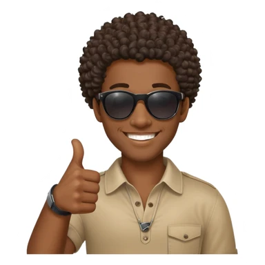 African Black tribal man with curly hair wearing sunglasses smiling thumbs up sticker