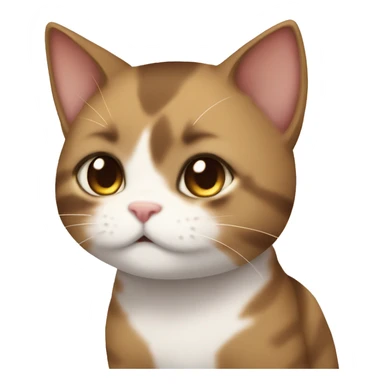 :3 Chibi cat anime face brown  sticker