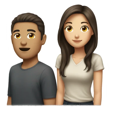 asian girl with brown haired guy sticker