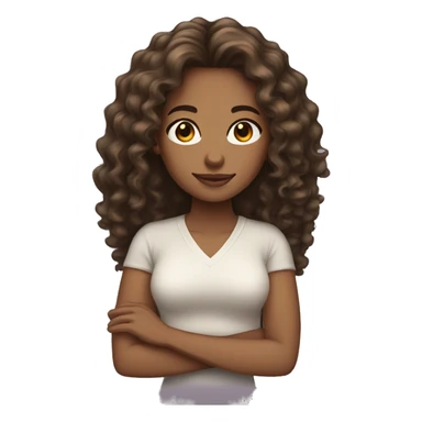 woman light brown skin long dark curly hair sticker