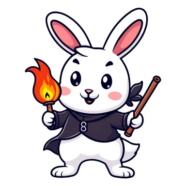 Rabbit doing fire performance sticker