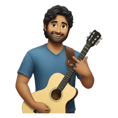 Arijit Singh holding a guitar sticker