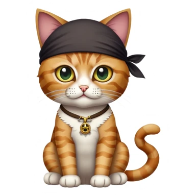 cat full body sitting wearing a pirate eye patch sticker