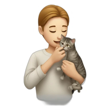 person smelling cat sticker