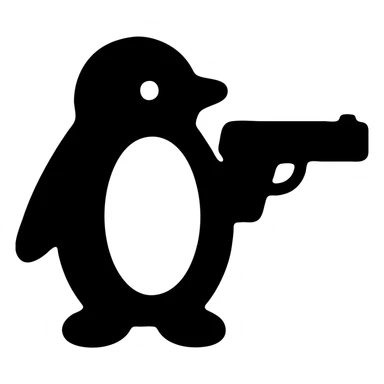 penguin holding a gun sticker