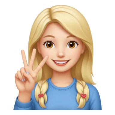 Girl making a peace sign with fingers sticker