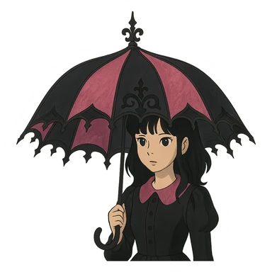 BLACKPINK-inspired gothic umbrella, no hearts, dreamy and bold, black and pink color scheme sticker