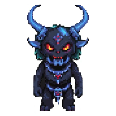 The Wandering Demon with horns and shadowy aura sticker