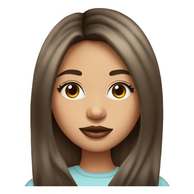 Beautiful brunette girl with curtain bangs and big lips sticker