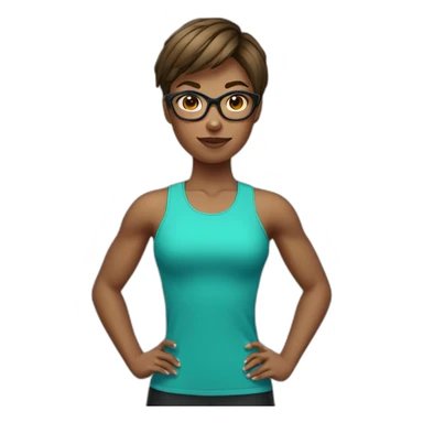 Sports Girl with short hair glasses and dumbbell sticker