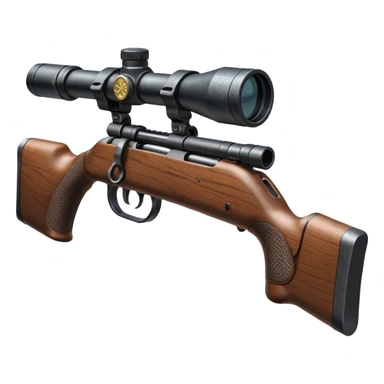 deer hunting bolt action rifle with a scope mounted to the top of the gun barrel and a sling attached properly to the underside of the gun sticker