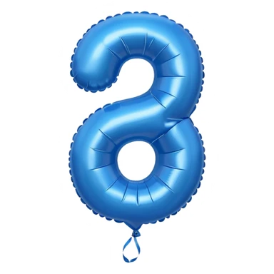 Number three in blue balloons sticker