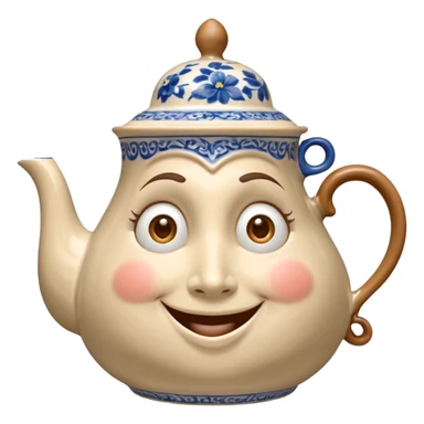 A character from the fairy tale Beauty and the Beast: Mrs. Potts, the lady who was turned into a teapot. She retains the teapot's original form, with an anthropomorphic face on the teapot. sticker