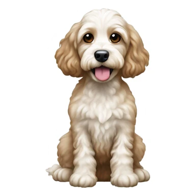 Cockerpoo with white neck sticker