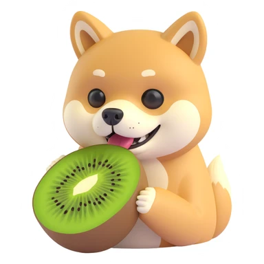 shiba inu eating kiwi sticker