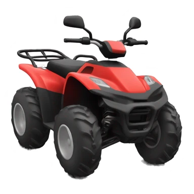 red quad bike with a large black circular safety roll bar,  positioned behind the seat. The roll bar will be the height of a seated person on the bike.  sticker