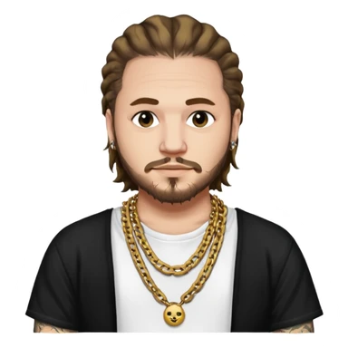 post malone with gold chain necklace, having tattooed sticker