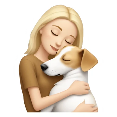 White blonde girl who sleeping in cuddle with her light brown jack russel  sticker