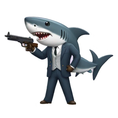 Shark with a gun and suit sticker