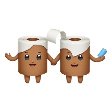 toilet paper standing and holding hands with poo sticker