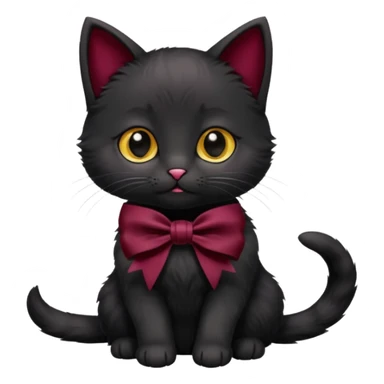 black kitten with a burgundy knot sticker