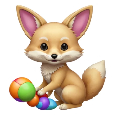 fennec playing with toys  sticker