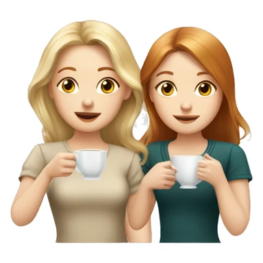 Russian three girls blonde brown-haired and redhead drinking tea sticker