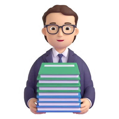 accountant with glasses and stack of papers sticker