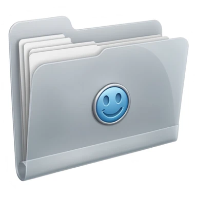 A **simple emoji-style icon** of a **frosted light-gray plastic folder** with **rounded corners**, **elastic string and button closure**, slightly translucent, clean front, subtle shading, and a small tax/forms symbol in one corner.
 sticker
