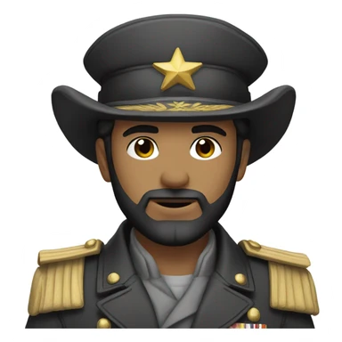 Young light skin four star general with dark beard sticker