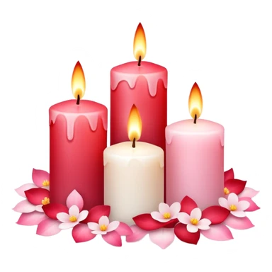 Romantic pastel white pastel pink and red candles with flower petals  sticker