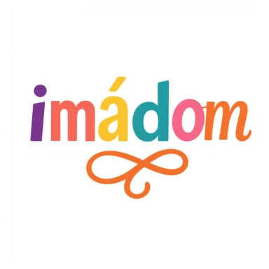 colorful modern text image with the word 'imádom' in the center, varied colorful fonts, no emoji or face sticker