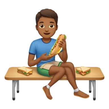 uma pessoa sentada em uma mesa. SENTADA em cima da mesa, como se a mesa fosse um banco. ai o banco vai ser alto e ela vai ta comendo num banco, sendo que ta sentado na mesa. tipo SENTADO na mesa mesmo, em cima da mesa sticker