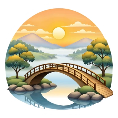 sunrise landscape with a bridge and mist sticker