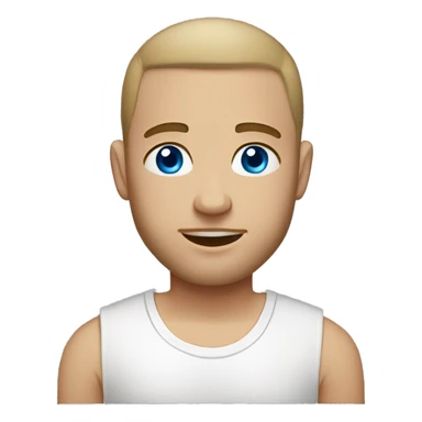 A guy with blue eyes, light skin, shaved hair under 0.5, a little beard on his chin, wearing a white T-shirt, a silver earring piercing with a cross on one ear. sticker