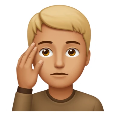 he touched emoji with a furrowed brow and a hand on the forehead sticker